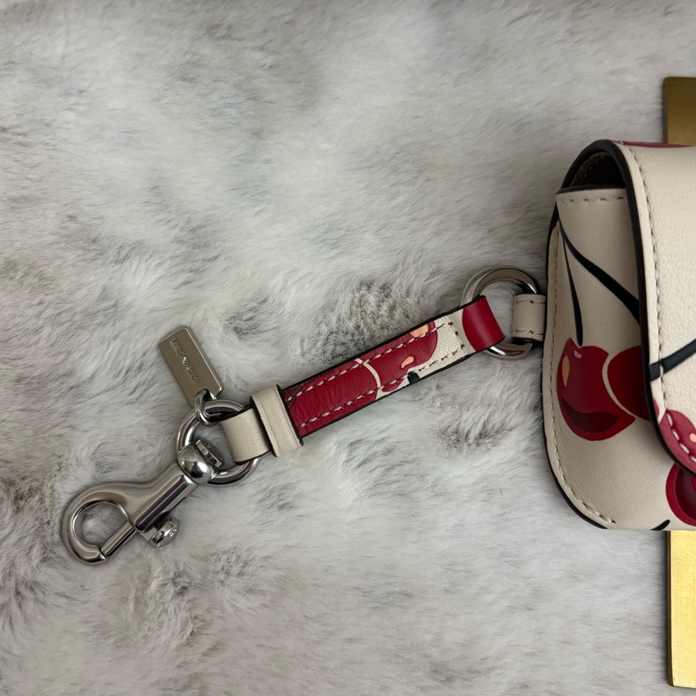 Coach NWOT Cherry Sunglasses Glasses case with clip Leather Silver Hardware - Picture 8 of 9